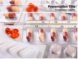 Cápsula, termómetro clínico, medicina e industria médica plantilla ppt