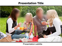 Happy family outskirts picnic ppt template