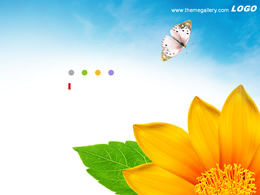 เทมเพลต PPT แบบธรรมชาติของ Sunflower Butterfly