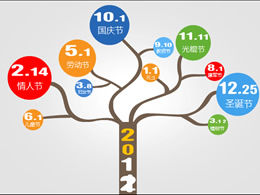 Baum des neuen Jahres-2012 Neujahrstag ppt Vorlage