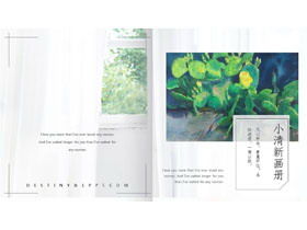 Template PPT buku bergambar kaktus cat air yang indah