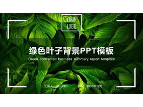 Exquisite green leaves PPT template
