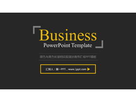 Plantilla PPT de informe empresarial simple con diseño de borde de círculo amarillo sobre fondo negro