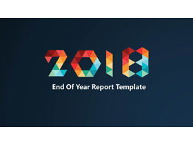 2018 concise PPT template of colorful triangle stitching