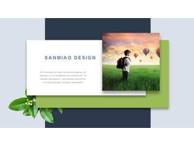 Creative floating card style artistic design PPT template