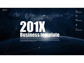 European and American business PPT template with blue universe starry sky background