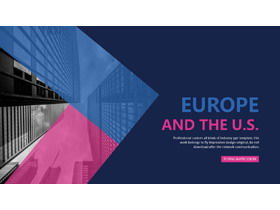 Niebieski proszek płaska konstrukcja szablon PPT europejski i amerykański biznes