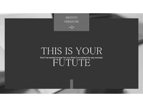 Gray elegant picture typography style European and American PPT template