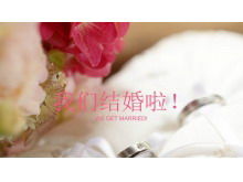 我們要結婚PPT模板與結婚戒指背景