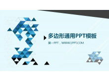 Template PPT latar belakang multilateral biru dan hitam