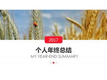 Wheat ear background year-end summary PPT template