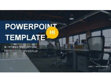 Plantilla de diapositiva de negocios de fondo de oficina gris azul