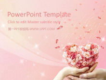Șablon PPT de nuntă romantică cu fundal de trandafir roz