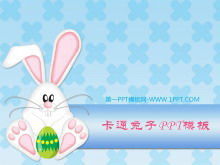 Plantilla PPT de dibujos animados de fondo lindo conejito huevo de Pascua