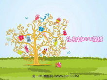 Desene animate de fundal copac norocos plin de cadouri Șablon PowerPoint