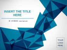 Foreign blue origami background art design PowerPoint Template