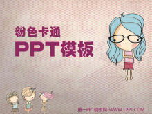 Template slide kartun latar belakang gadis kecil mode pink