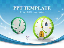Korean cartoon PPT template with cartoon clock background