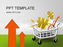 E-Commerce PPT-Vorlage mit Pfeil Warenkorb Hintergrund