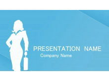 Mujeres de moda extranjeras sobre fondo azul elegante Plantillas de Presentaciones PowerPoint