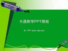 Download del modello PowerPoint del fumetto della penna della pittura verde