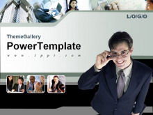 Foreign office character background business PPT template