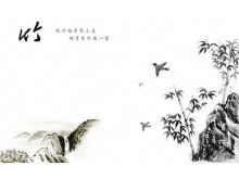 Черно-белый бамбуковый жаворонок фон в китайском стиле Шаблоны презентаций PowerPoint
