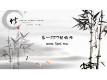 Download der PPT-Vorlage im chinesischen Stil mit Bambushintergrund