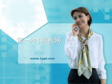 Signora straniera sul download del modello PPT aziendale sfondo del telefono