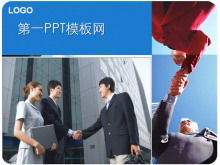 Business people handshake background PPT download del modello