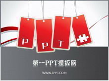 Unduhan template PPT bisnis kartu label merah