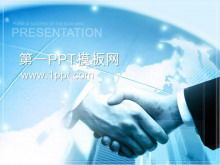 合作伙伴握手背景业务PPT模板下载