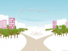 Download del modello PPT sfondo città dei cartoni animati