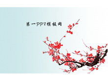 Fundo da flor de ameixa Download do modelo PPT do estilo chinês