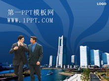 Modello PPT di sfondo blu uomini d'affari
