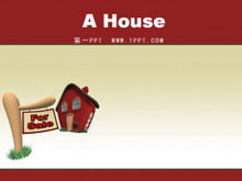 Download de modelo PPT de fundo de casa pequena de desenho animado