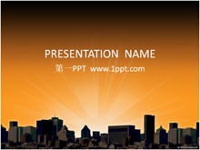 City sunset architecture PPT template