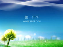 蓝天绿草植物PPT模板下载