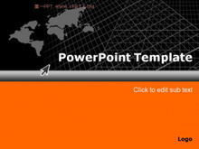 Классический черный оранжевый шаблон карты мира PPT