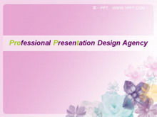 Pink flower art PPT template download