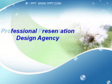 Blue dandelion flying PPT template download