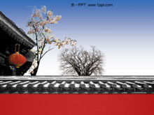 Classical Chinese style building PPT template download