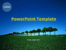 Blue sky green forest PPT template download