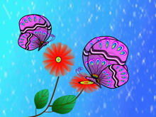 Modello PPT di fiori di farfalla in stile cartone animato