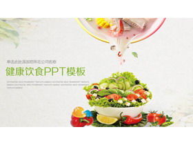 PPT-Schablone für gesundes Essen mit Gemüsesuppenhintergrund