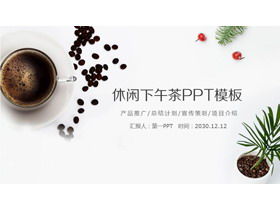 Modello PPT di tè pomeridiano fresco con sfondo di bonsai di caffè