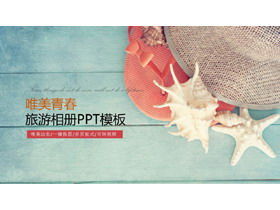 海螺海星背景旅行相册PPT模板