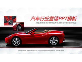 Plantilla PPT de informe de ventas de la industria del automóvil con fondo rojo de coche deportivo