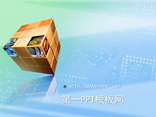 Téléchargement du modèle PPT de technologie d'arrière-plan élégant Rubik's Cube