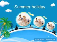 夏休み海辺の休暇旅行PPTテンプレートのダウンロード